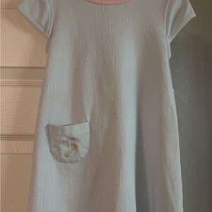 Light Blue Check Cotton Pocket Dress for Kids